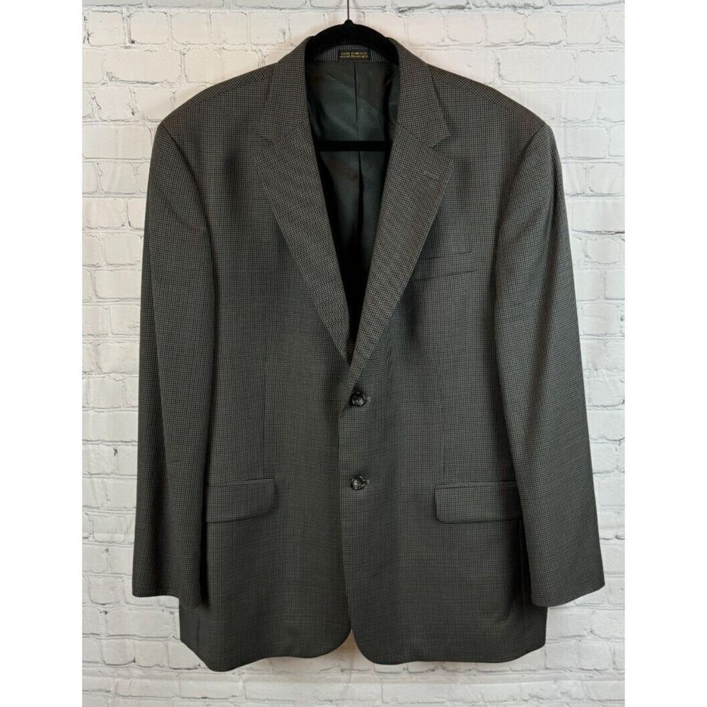 Stafford Gray Check Houndstooth 100% Wool Mens Suit Jacket Size 44r